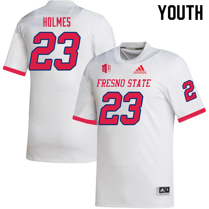 Youth #23 Jacob Holmes Fresno State Bulldogs College Football Jerseys Sale-White